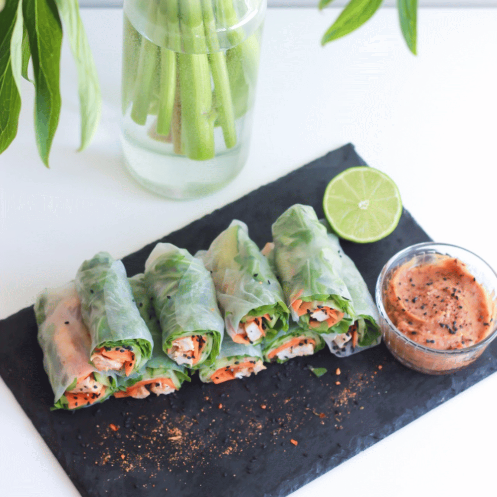 Summer rolls with peanut butter sauce