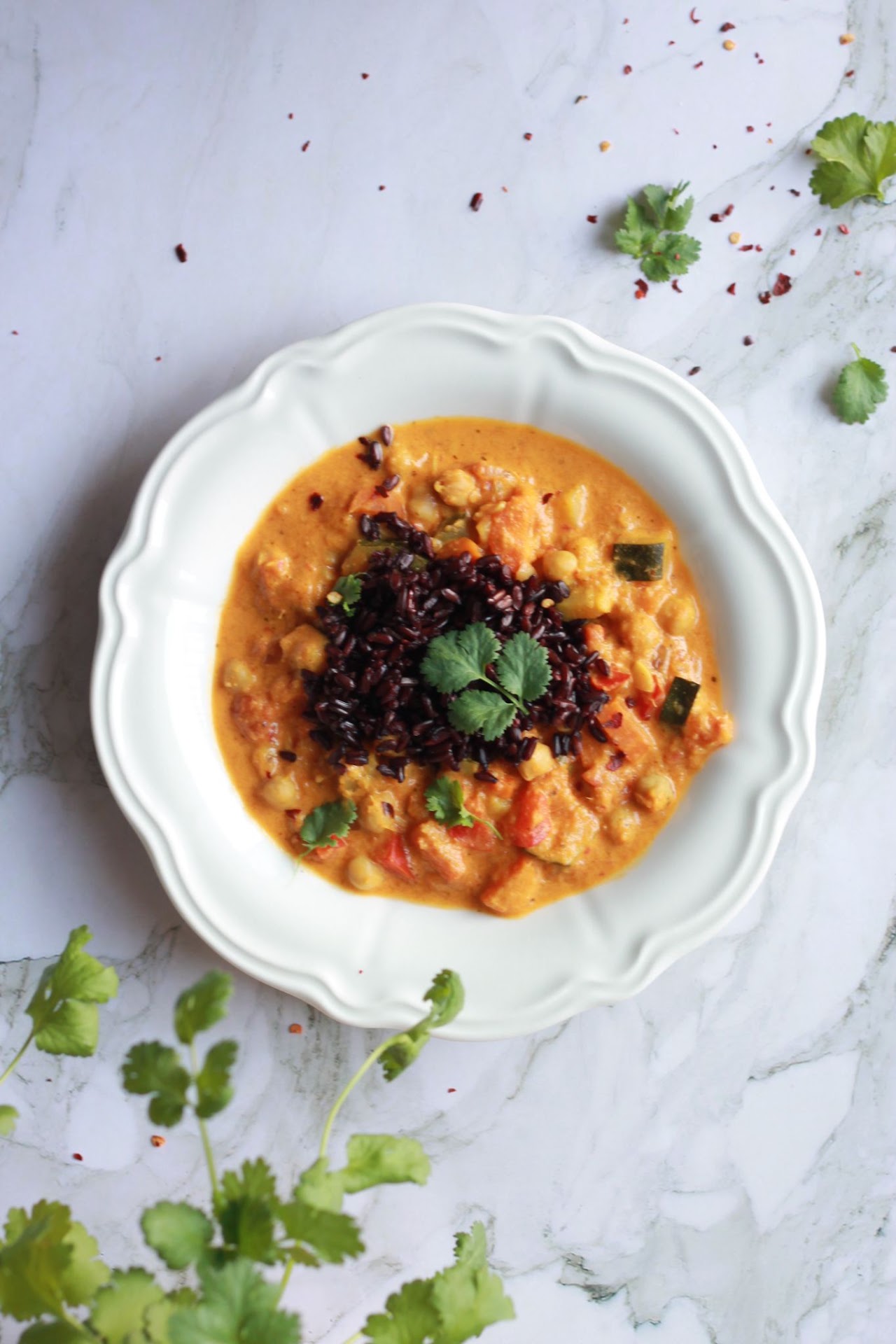 Red curry with chickpeas