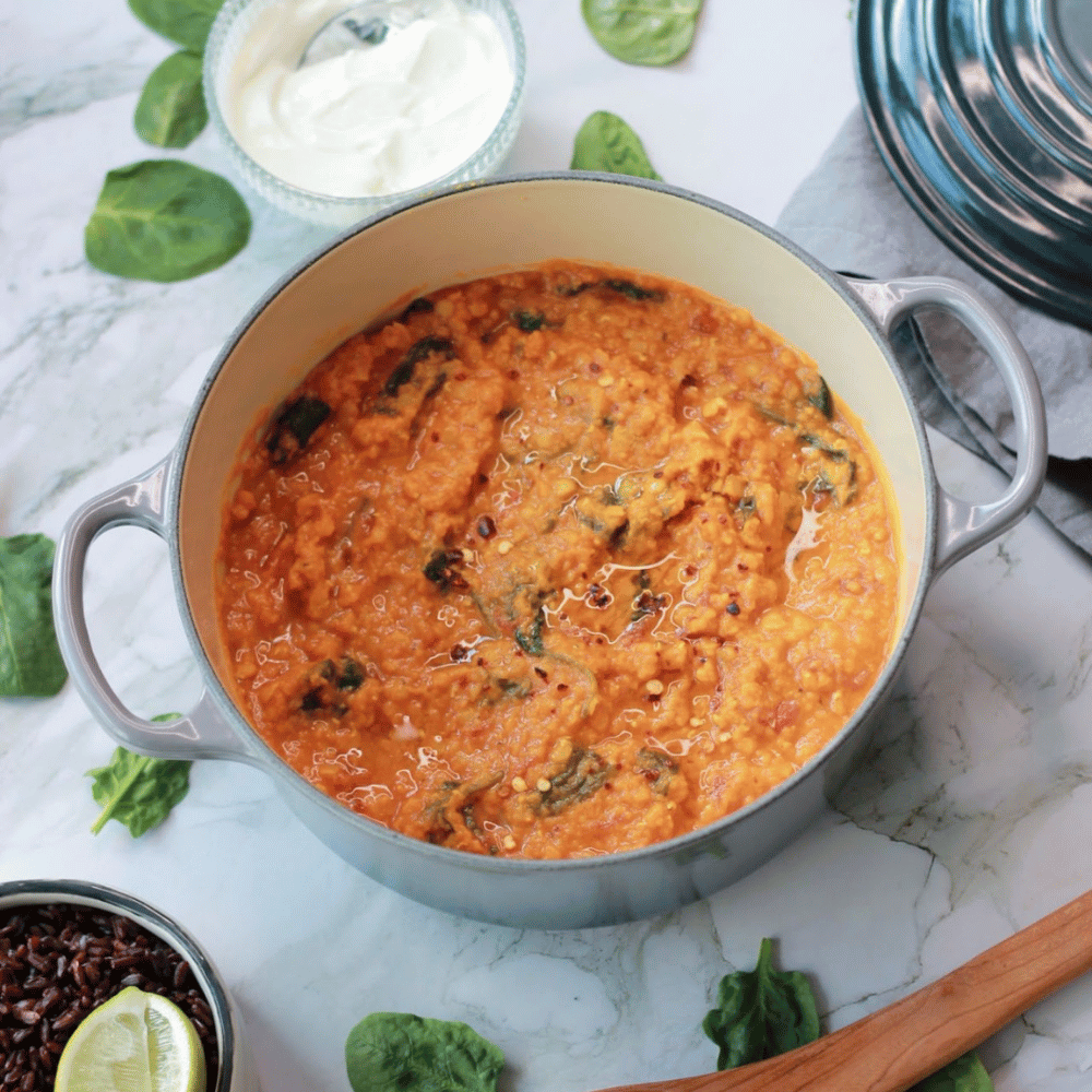 Lentil and spinach curry