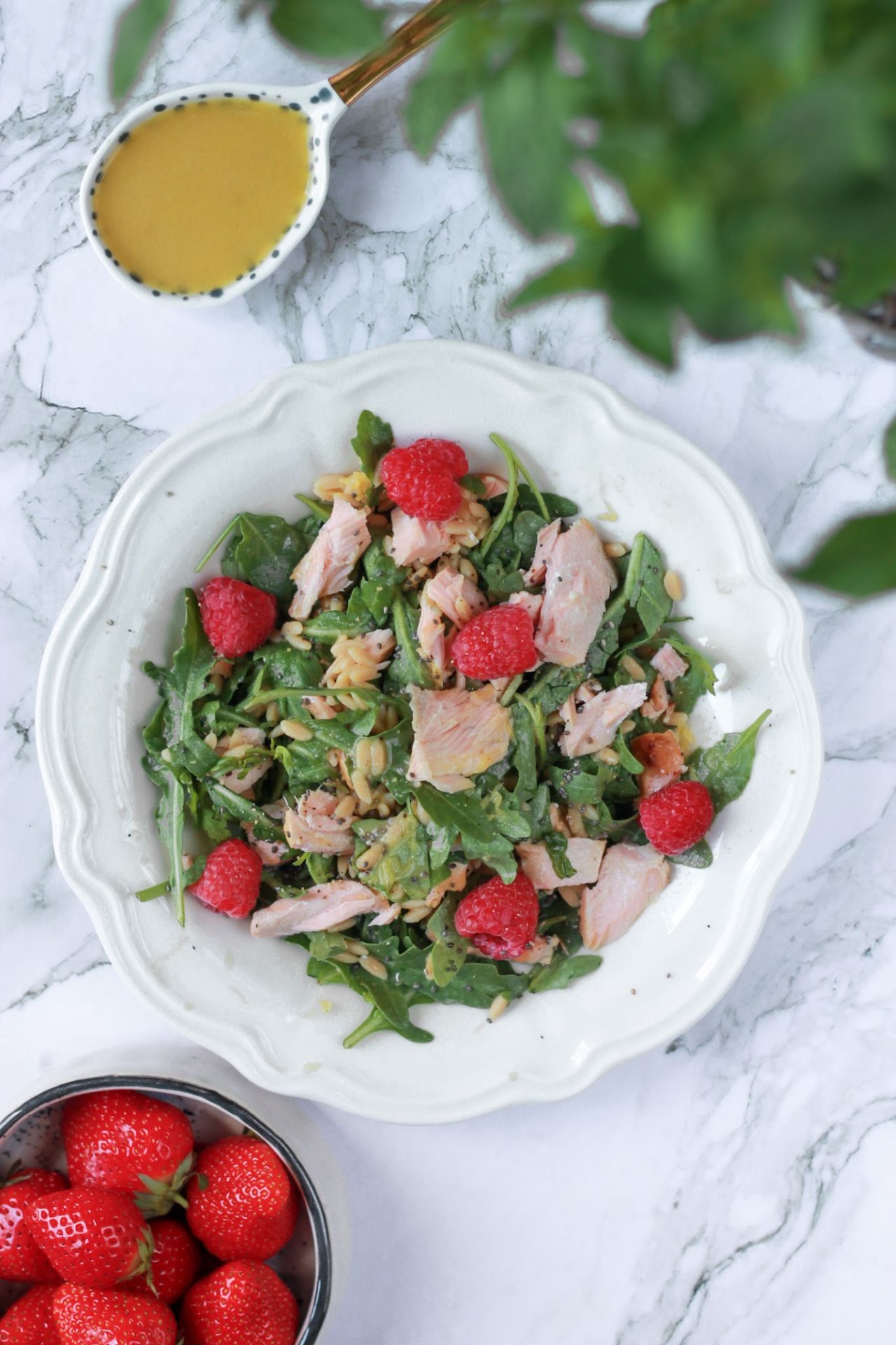 Citrusy salmon - orzo salad