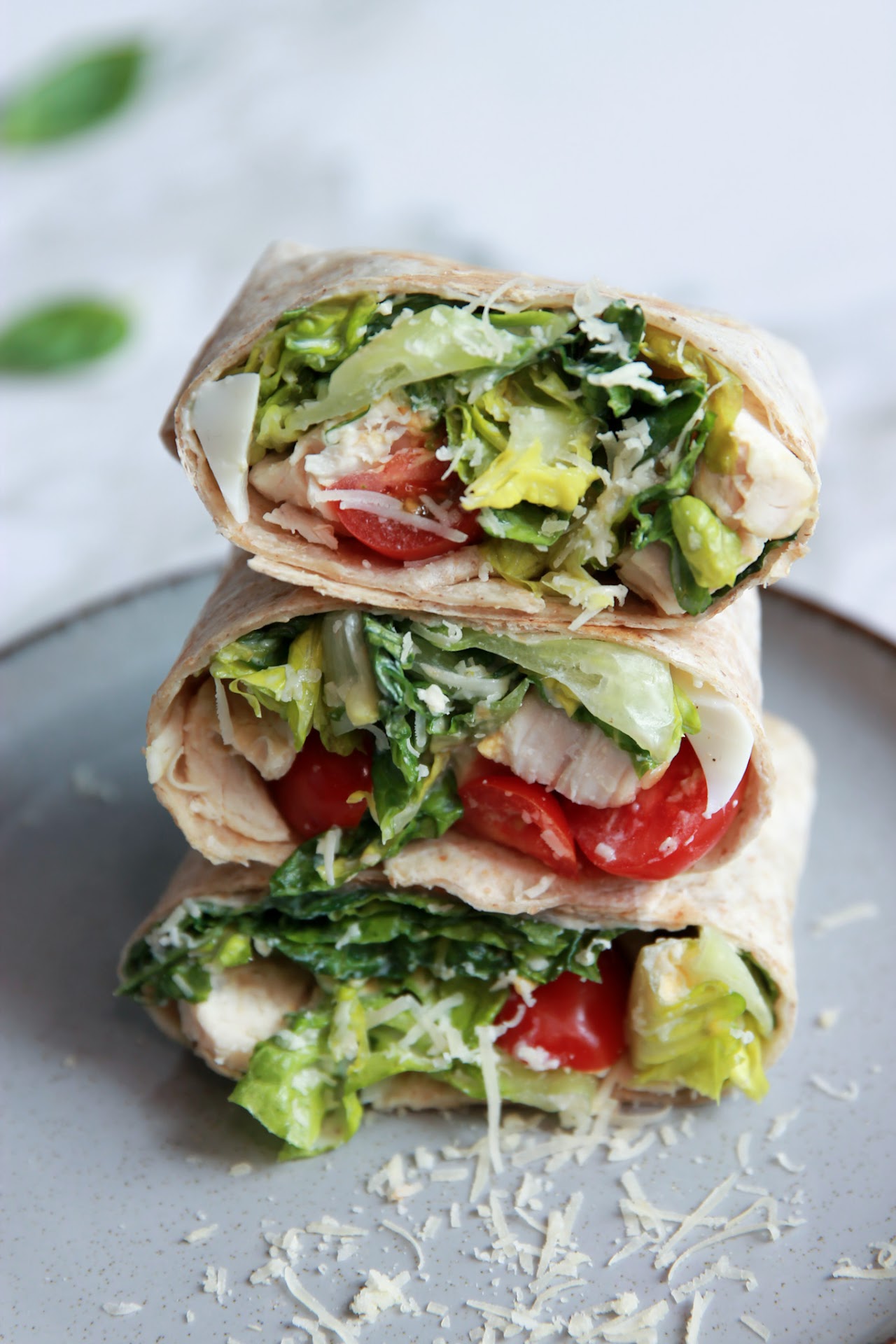 Caesar salad wraps with high protein dressing
