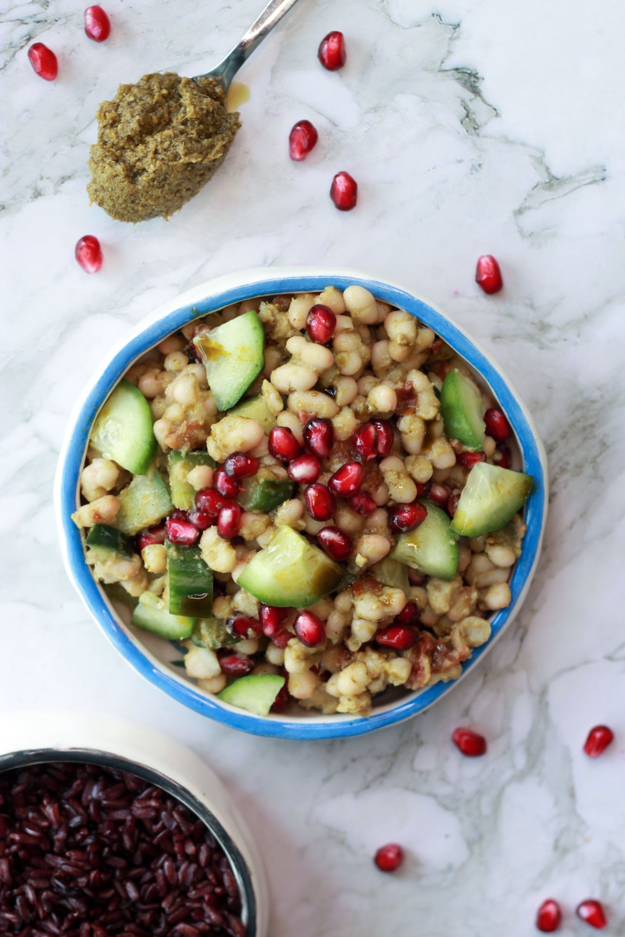 Pesto bean side salad