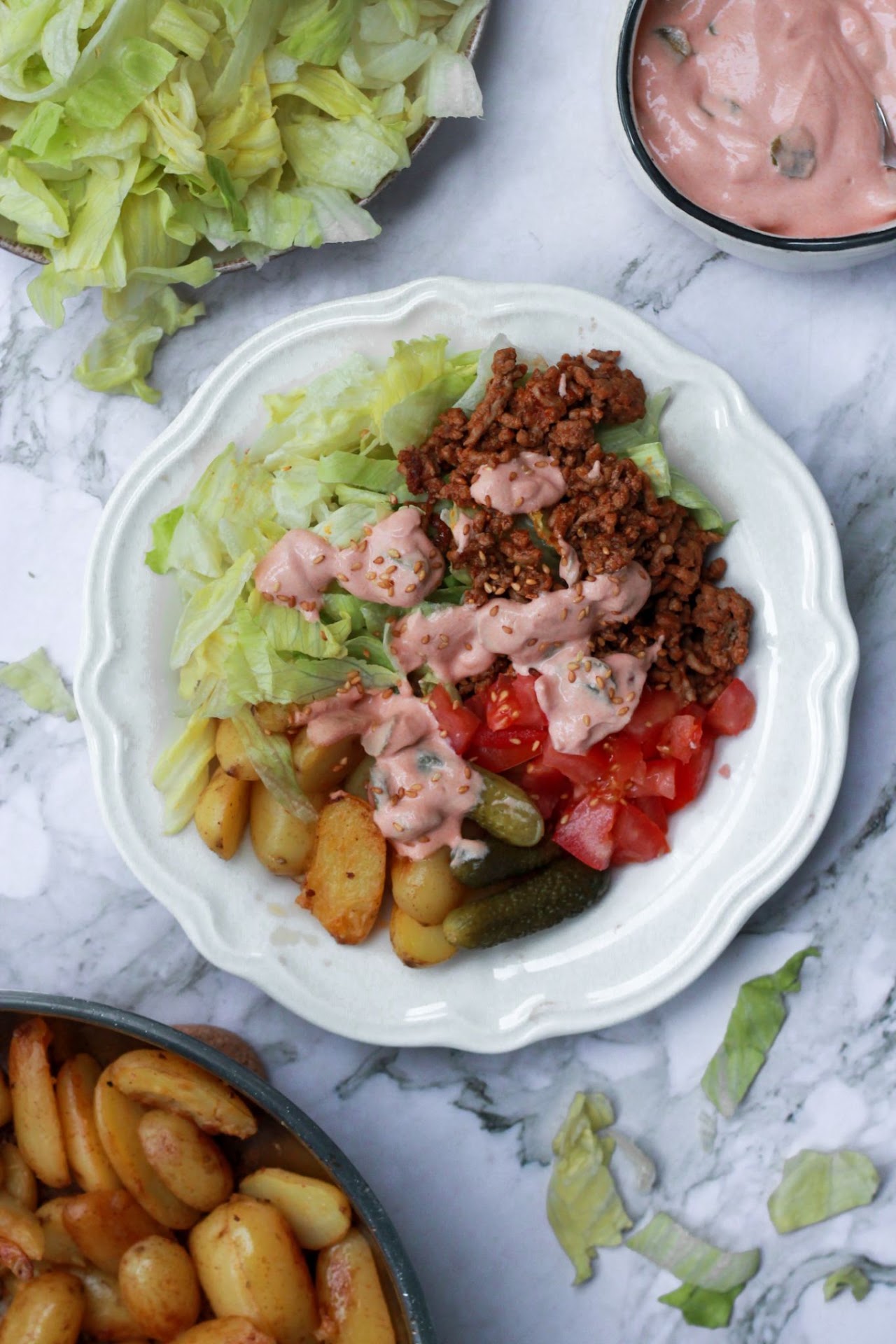 Messy burger bowl