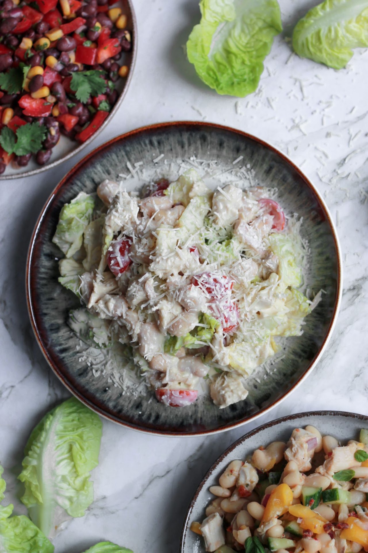 Caesar dense bean salad