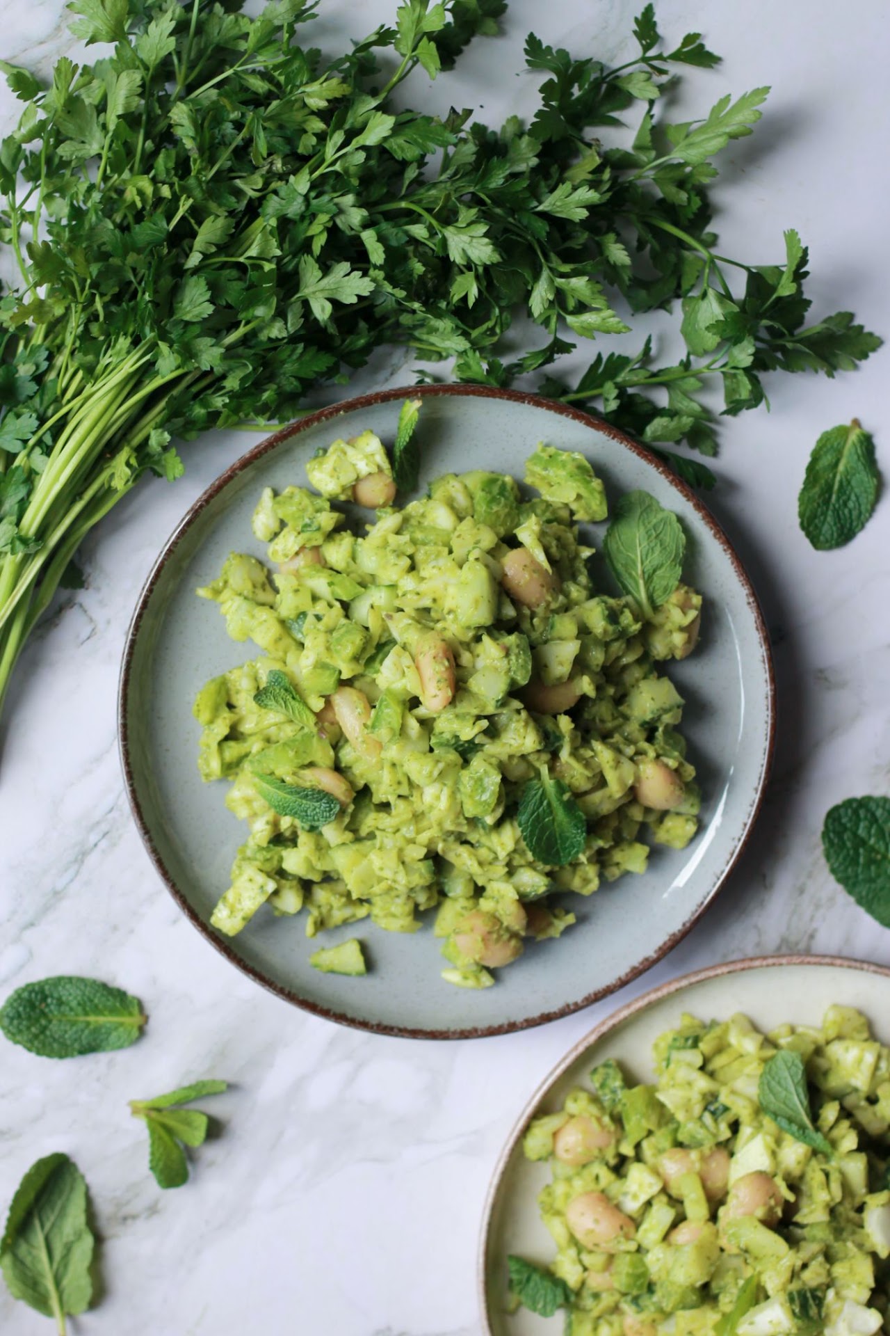 Green goddess dense bean salad